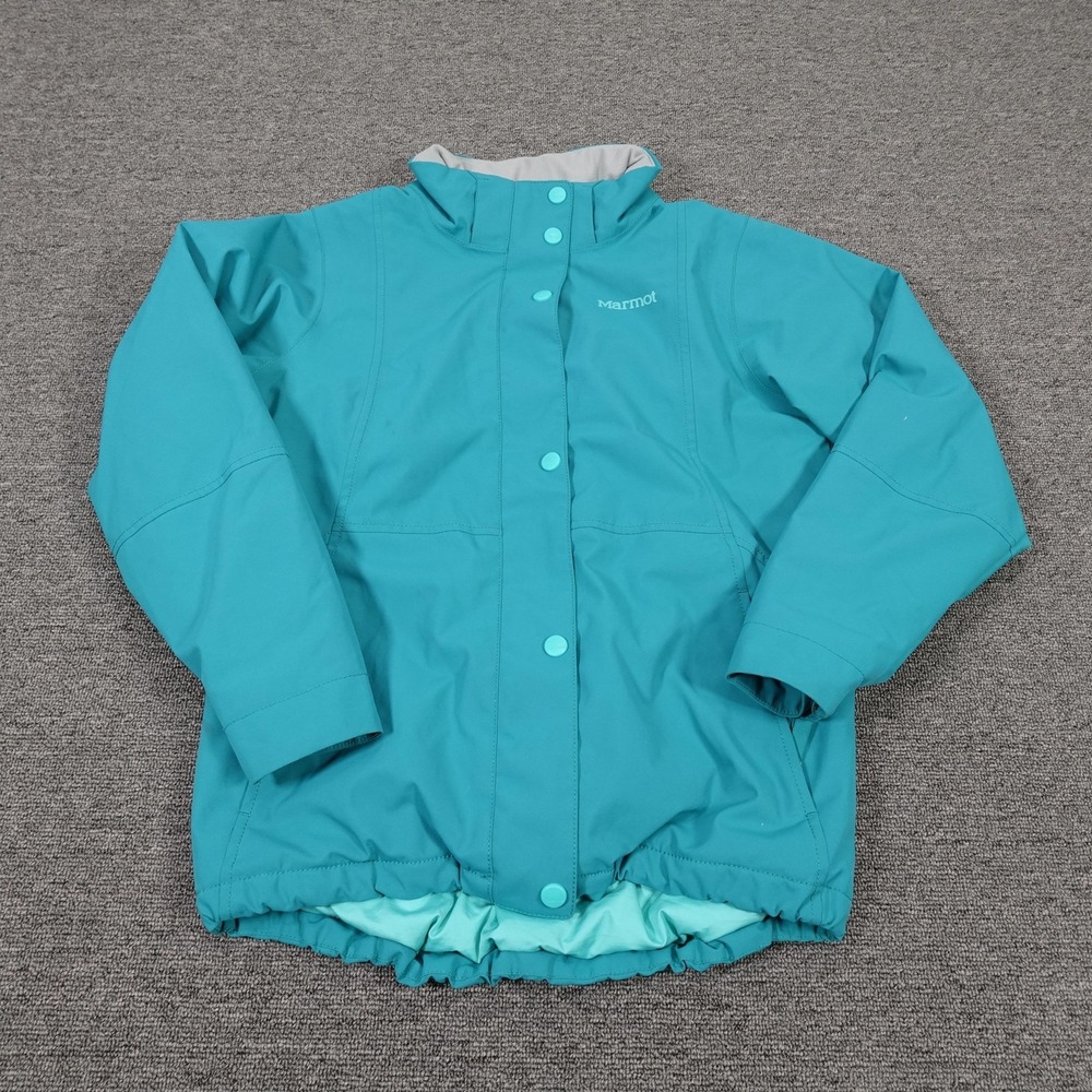 Marmot Jacket Youth Large Blue Insulated Snap Front Ski Winter Snow Coat